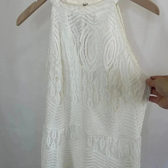 2/$30 J. Taylor Size 12 Cream Halter Top Lace Dress Wedding Formal Party - Picture 6 of 14
